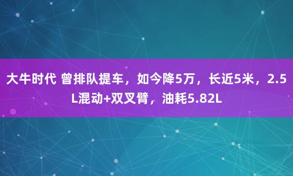 大牛时代 曾排队提车，如今降5万，长近5米，2.5L混动+双叉臂，油耗5.82L